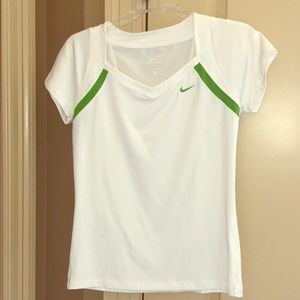 Nike white with green trim tennis top . M